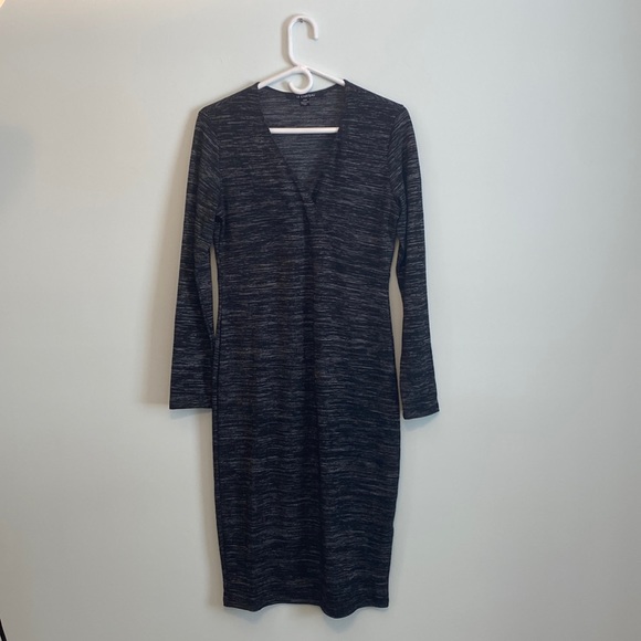 Le Chateau Black/Grey Below Knee Long Sleeve Dress, Size Medium - Picture 1 of 5